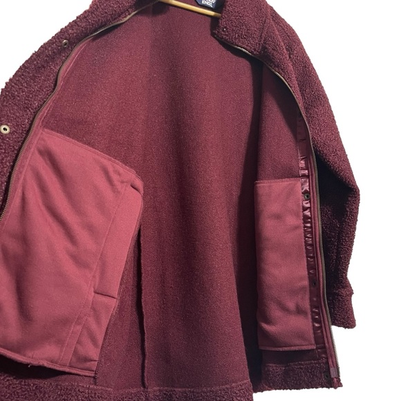 LANDS' END Womens Burgundy Teddy Coat Size Large (14-16) - Picture 5 of 12